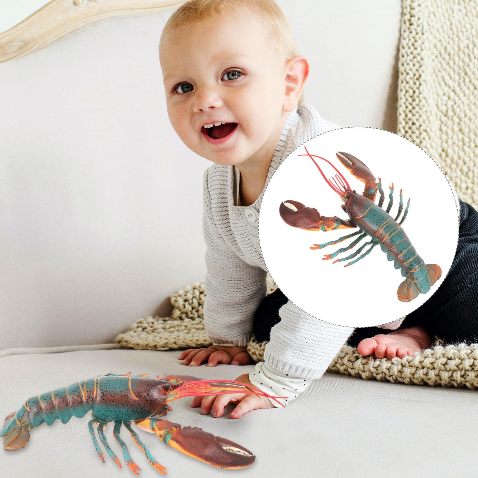 Giocattolo a Forma di Aragosta in Plastica Resistente, Decorazione Realistica per Interni, Modellino Artigianale Leggero e Portatile, e Ambienti Domestici