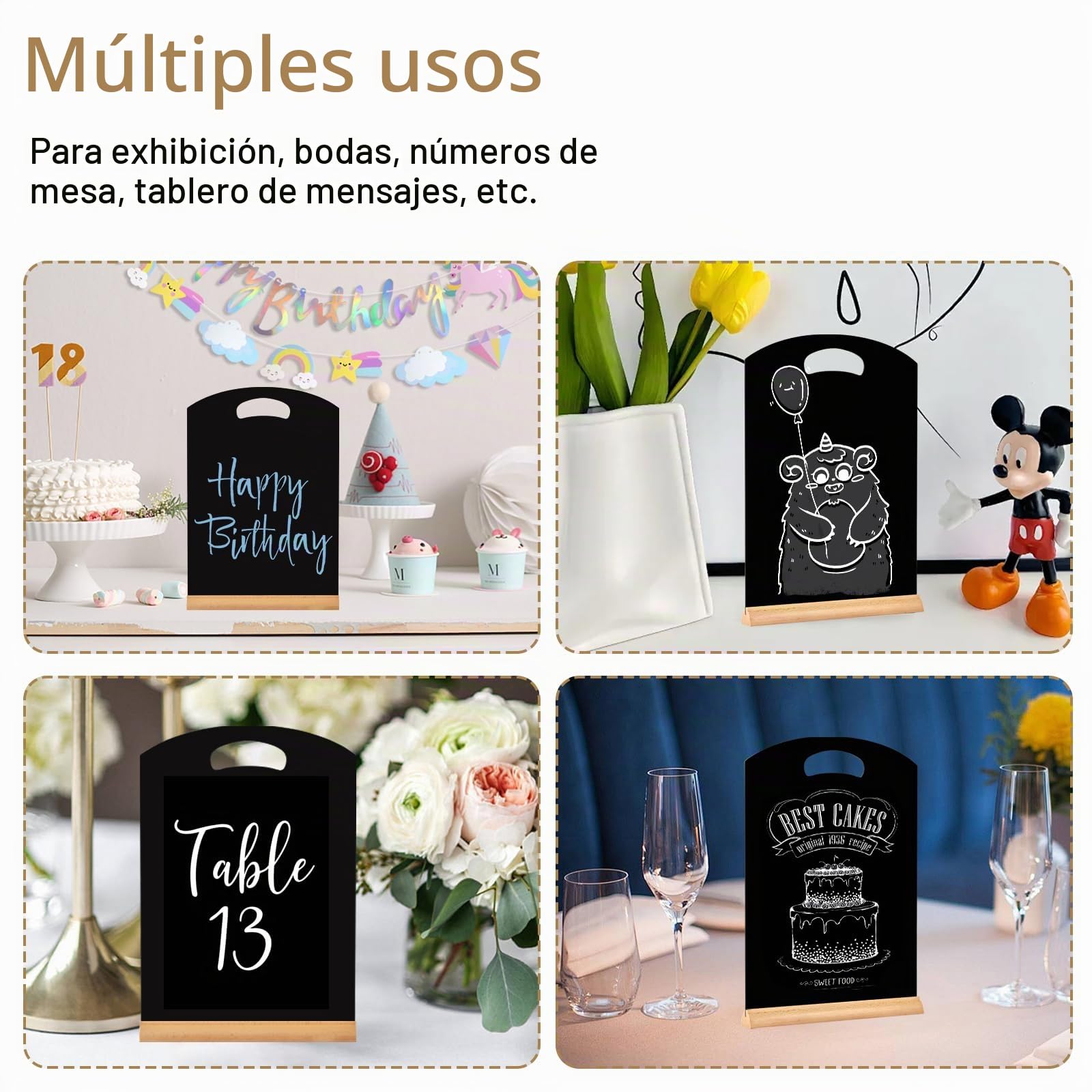 A3 Letreros de Pizarra, 2 PCS Pizarras con Soporte, Pizarra Negra | Doble cara Pizarras Decorativas con Madera, Cartel Pizarra Pequeña, Tableros de Tiza Para Menú, Bodas, Restaurante, Cafe
