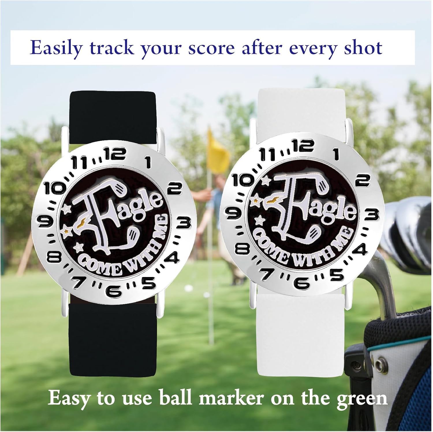 Golf Ball Marker with Golf Stroke Counter Bracelet, Eagle Golf Ball Markers, Golf Score Counter, Golf Accessories, Golf Gifts for Men Golfers