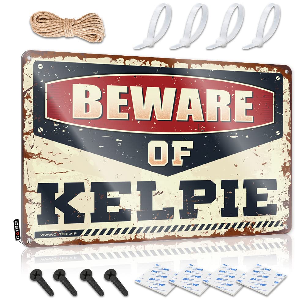 Funny Kitchen Tin Signs Beware Of Kelpie Tin Sign Funny Signs For Bar Bar Metal Tin Sign(20X30CM)