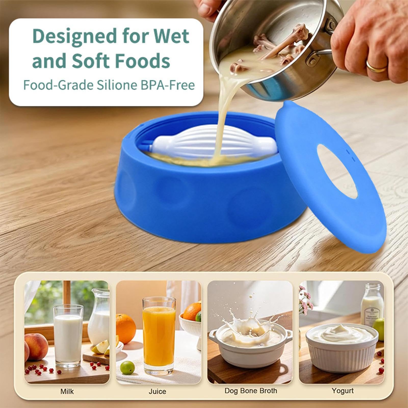 Cuenco Lamedor Perruno Dispensador de Silicona con Bola Giratoria | Juguete Lamedor Perruno Para Lamer Y Alimentar Con Comida Para Cachorros, Yogur, Puré De Carne Y Premios