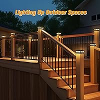 Vista 6 de Luces Solares de Tapa para Postes Exteriores Paquete de 6, Impermeables, Alimentadas por Energía Solar, para Postes de Madera/Vinilo de 4x4, Luz LED