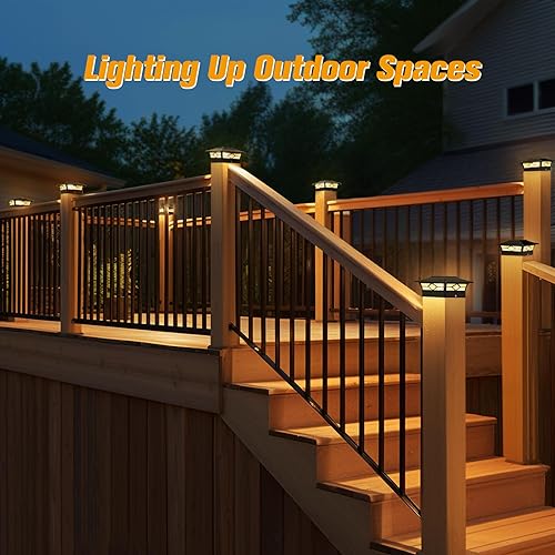 Miniatura 6 de Luces Solares para Tapas de Postes Exteriores Paquete de 12, Impermeables, Alimentadas por Energía Solar, Luces para Postes de Terraza y Valla de