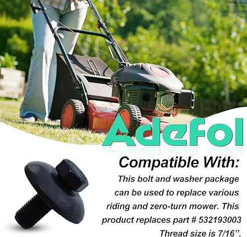 Miniatura 2 de Adefol Paquete de 4 pernos para cortacésped Husqvarna Craftsman y perno de hoja de tractor con arandela ahuecada, se adapta para fijar cuchillas de