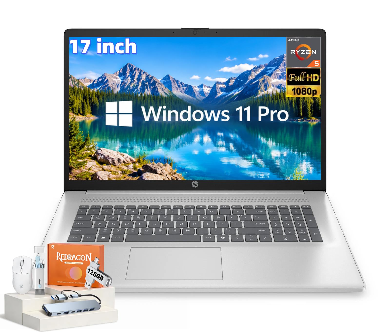 HP 17.3" FHD Laptop, 32 GB RAM, 1 TB SSD, Ryzen 5 7430U, Windows 11 Pro