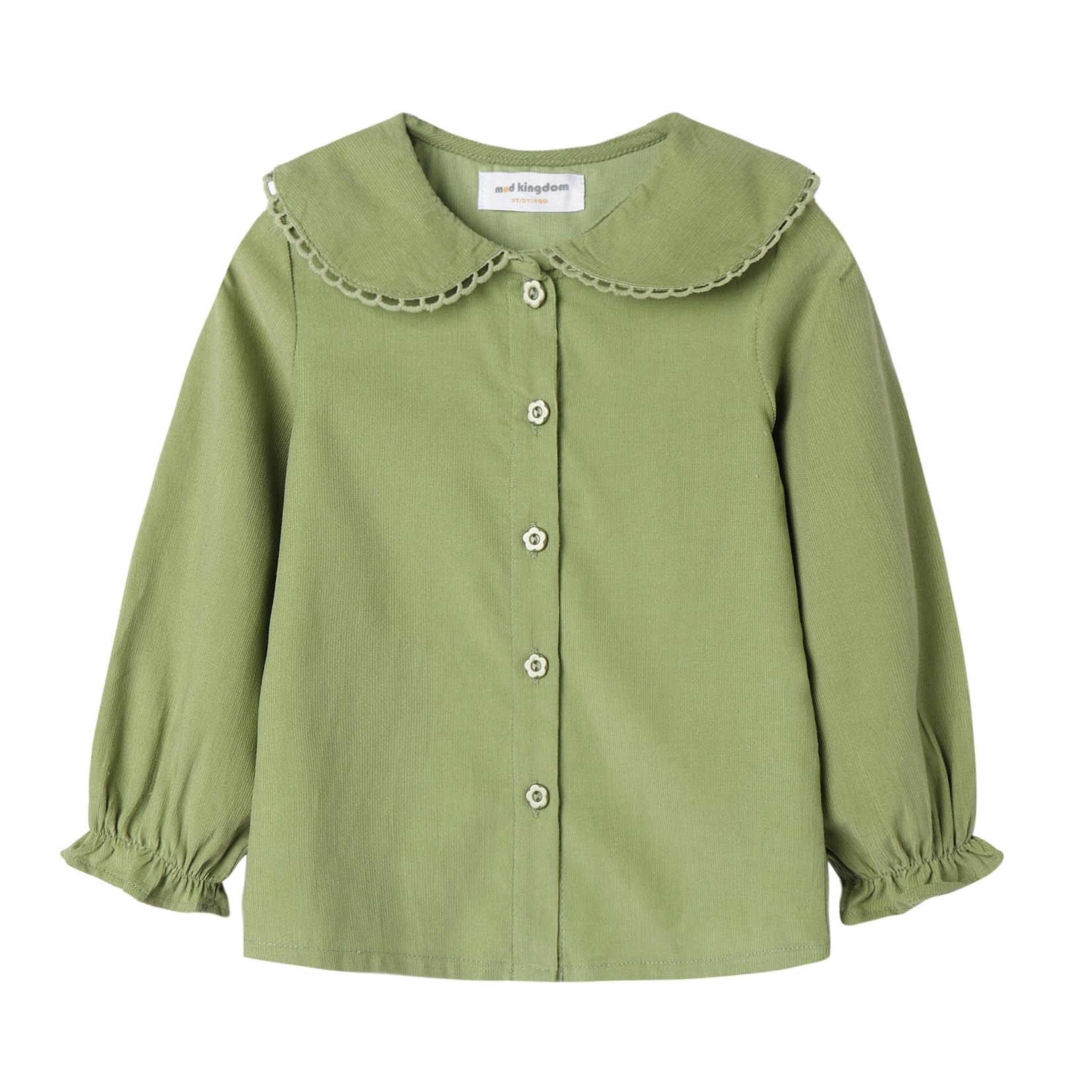 Mud Kingdom Little Girls Corduroy Shirt Button Down Long Sleeve Lace Collar