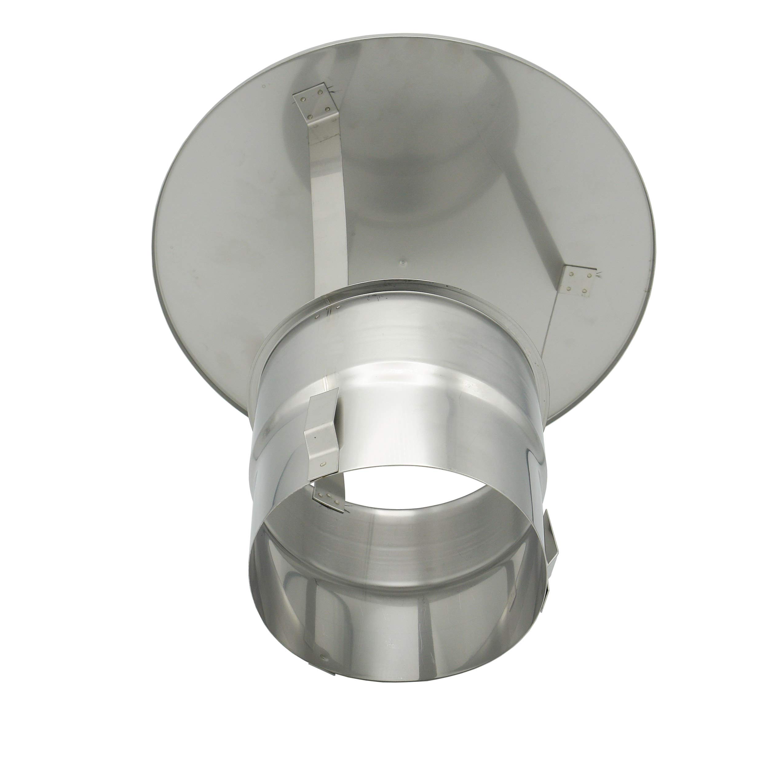 Regen-Haube mit Einschub 150mm Kaminhut aus Edelstahl mit Spannfedern ohne Werkzeug montierbar Säurebeständig zum einstecken universal langlebig passgenau