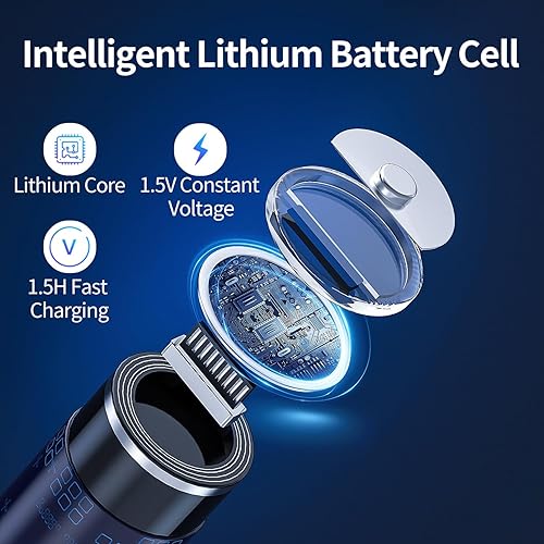 Deleepow Baterías AA recargables 4 unidades de 1.5 V 3400 mWh USB baterías de litio recargables y 4 baterías recargables de litio AAA de 1200 mWh,