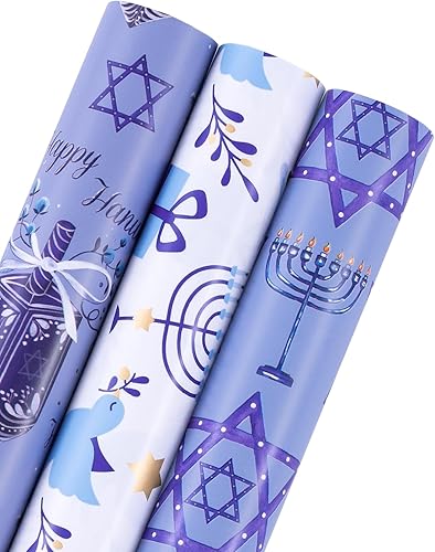 Vista 15 de WRAPAHOLIC Rollo de papel kraft de regalo de Navidad, mini rollo, 3 rollos, 17 x 120 pulgadas por rollo, colección navideña de alce de acuarela