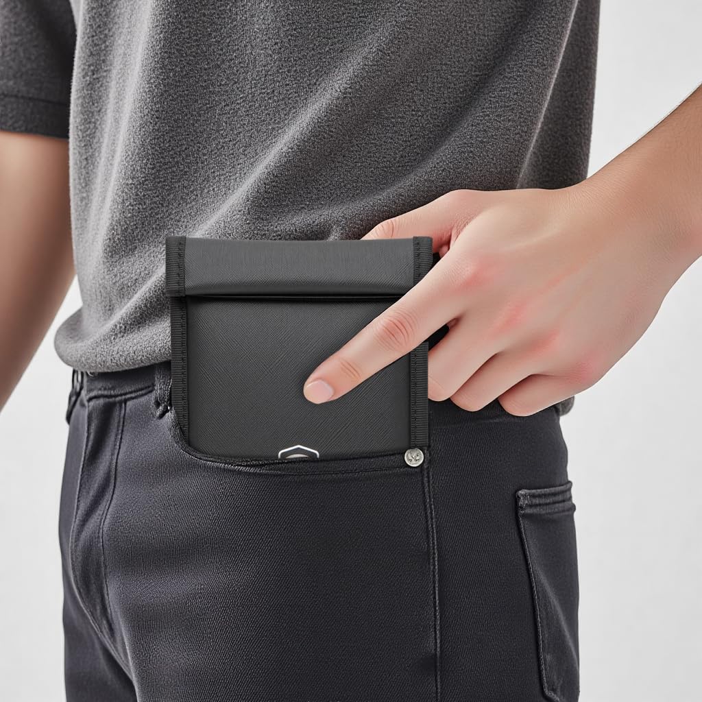 Military Grade Faraday Bags for Phones [5G/Bluetooth/WiFi/GPS] Signal Blocker, Fireproof Waterproof Anti-Scratch | Detachable Wrist Strap, RFID Blocking Anti-Tracking Pouch - Image 7