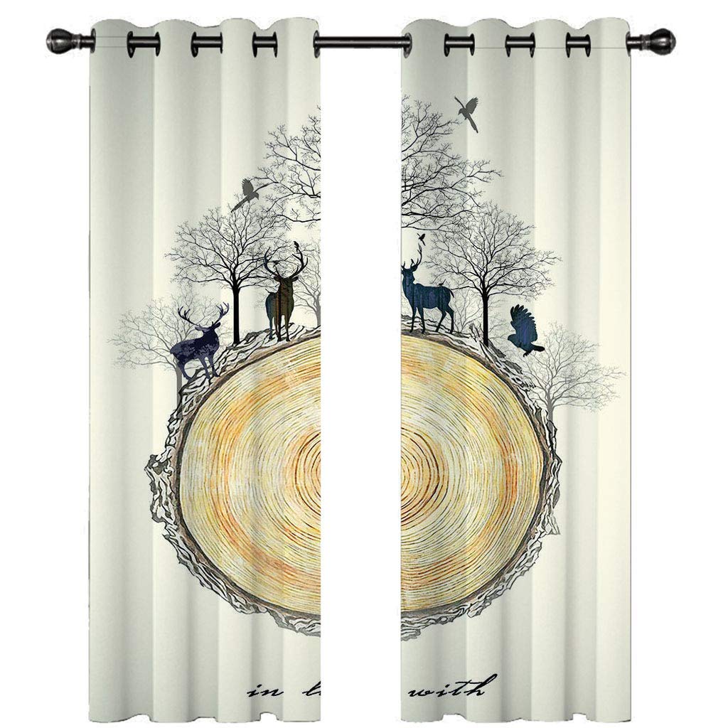 Rideau occultant thermique et phonique 234x230cm imprimé 3D cernes de croissance forêt