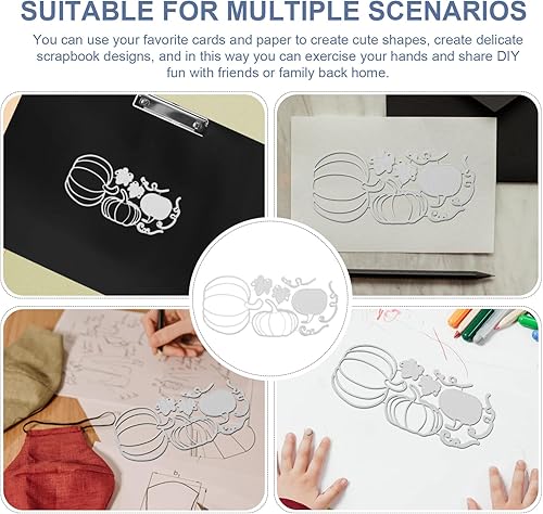 Miniatura 3 de EXCEART Troqueles de corte de calabaza de Halloween, plantillas de troqueles de metal, plantillas de papel para manualidades, plantillas decorativas