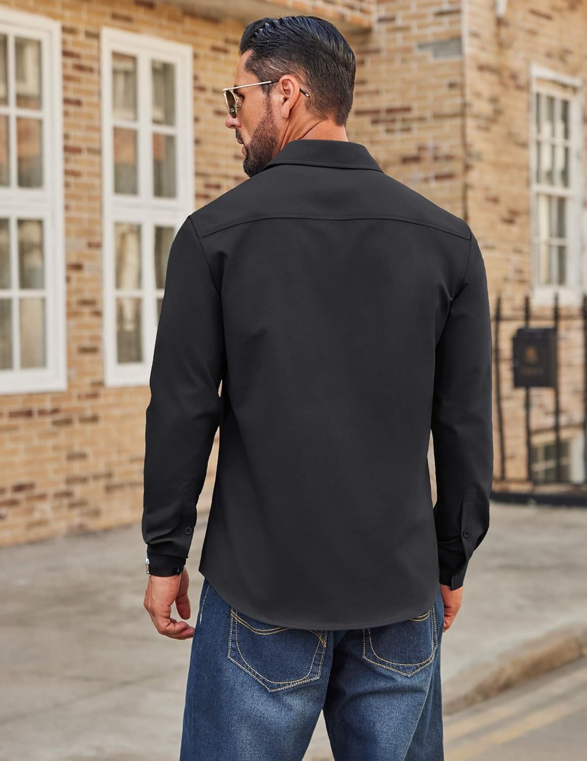 COOFANDY Mens Casual Button Down Work Shirts Untucked Long Sleeve Woven Shirt with Pockets - Image 4