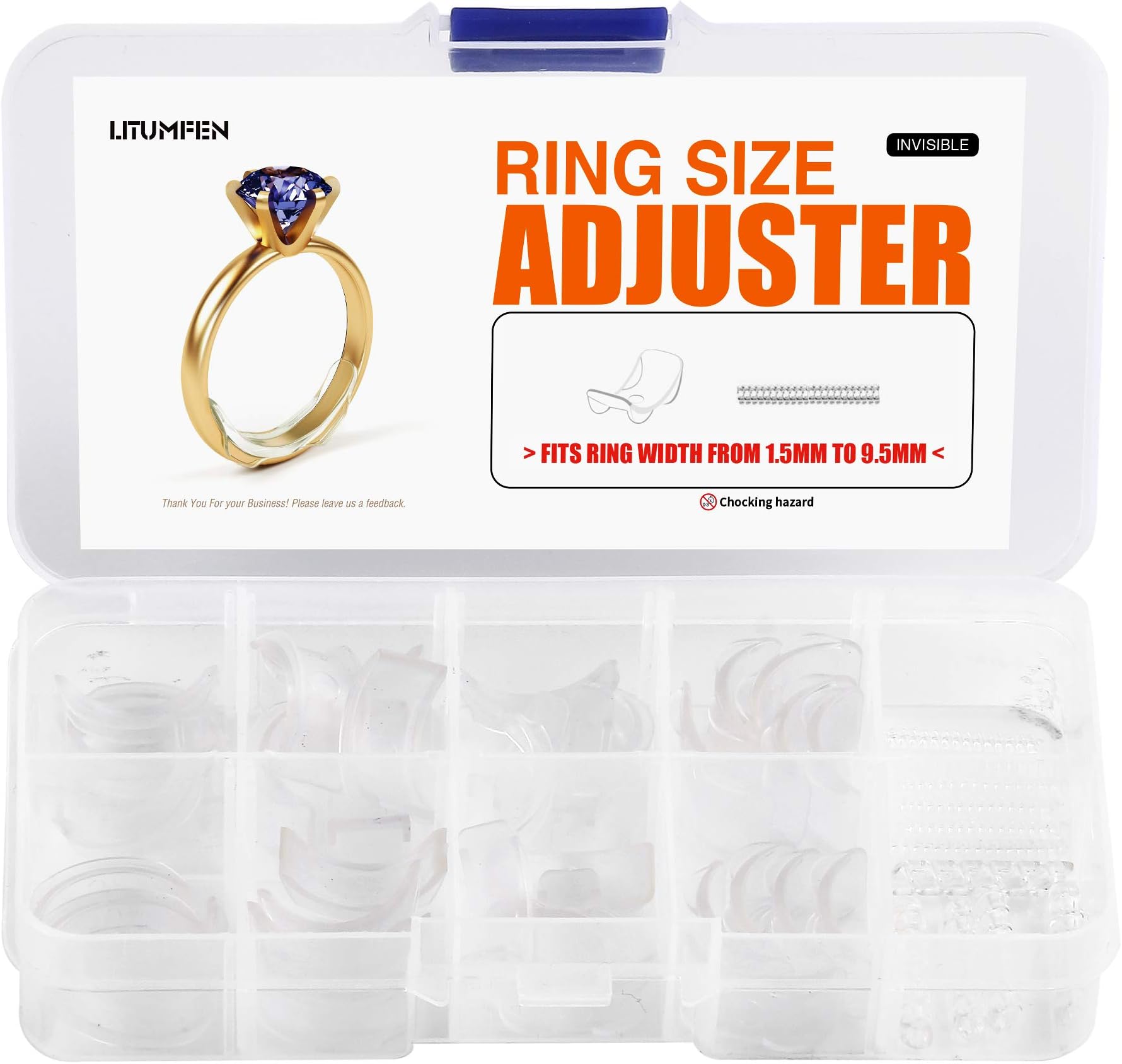 ELETIUO Ring Size Adjuster for Loose Rings - 60Pack, 2 Styles, Ring Guard, Ring Sizer, 10 Sizes Fit for Man and Woman