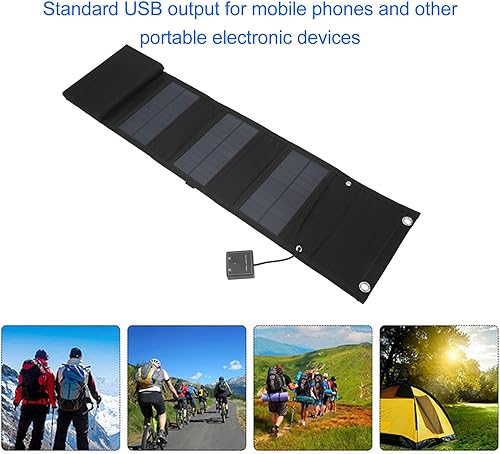 Miniatura 6 de Cargador de panel solar portátil de 25 W, 5 V 2.5 A, kit de cargador solar plegable para teléfono, 8 paneles solares plegables con 1 a 3 cables de