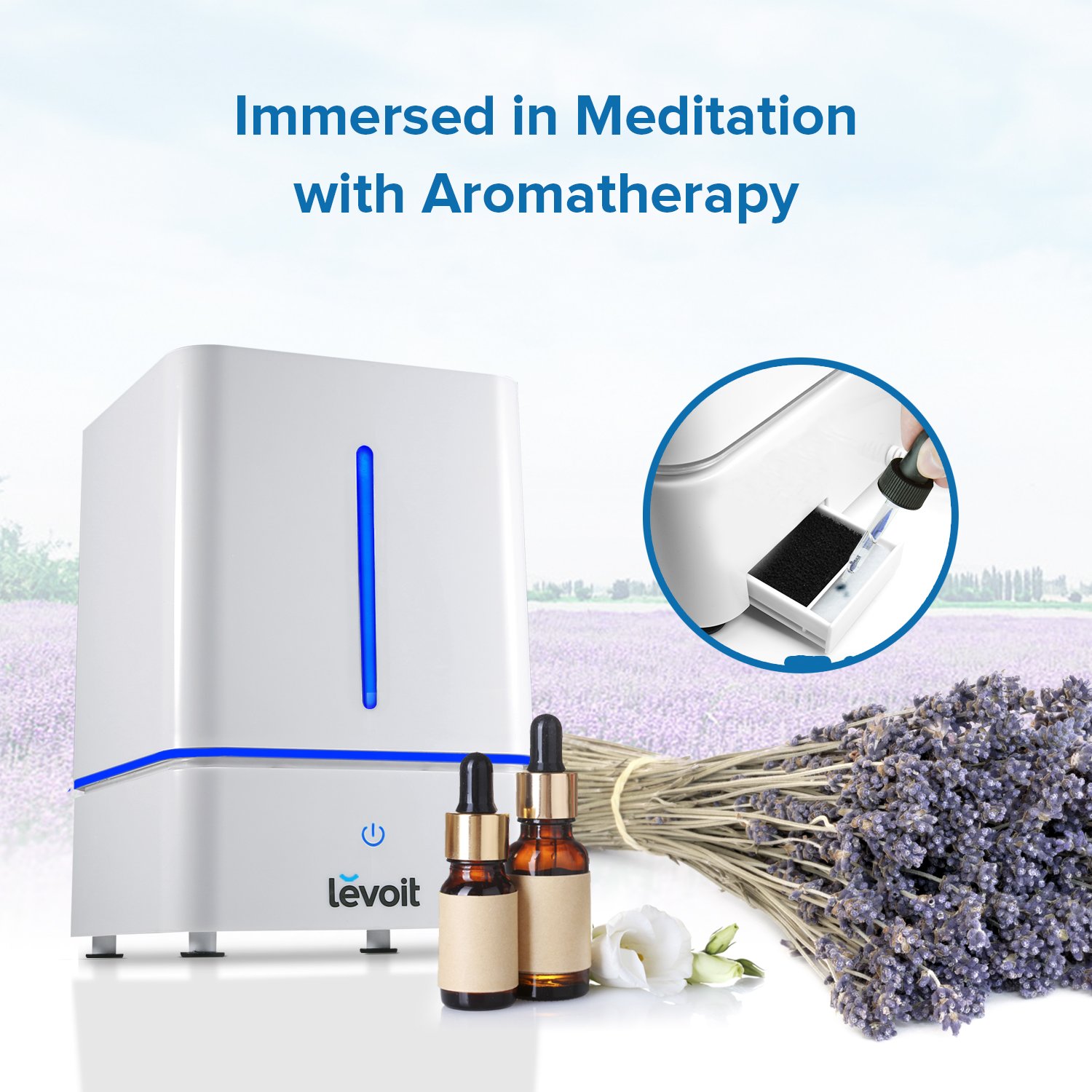 Four-step diagram showing how to refill the water tank and prevent leaks: 1. Place on flat surface, 2. Seal tank correctly, 3. Do not pick up or shake while operating.