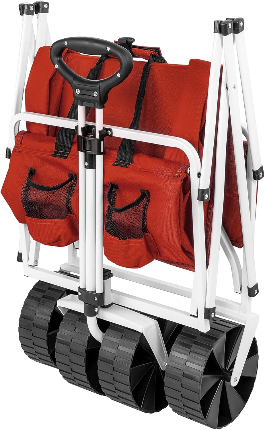 YSC Folding Beach Wagon – Collapsible Cart with Wheels – Utility Shopping Basket – Everyday Carrying Wagon – Large Outdoor Cart – Heavy-Duty Beach Utility Caddy (Red)