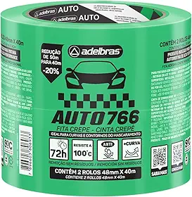 Fita Crepe Automotiva, Adelbras, 766, 48 mm x 40 m, Verde, Pacote com 2