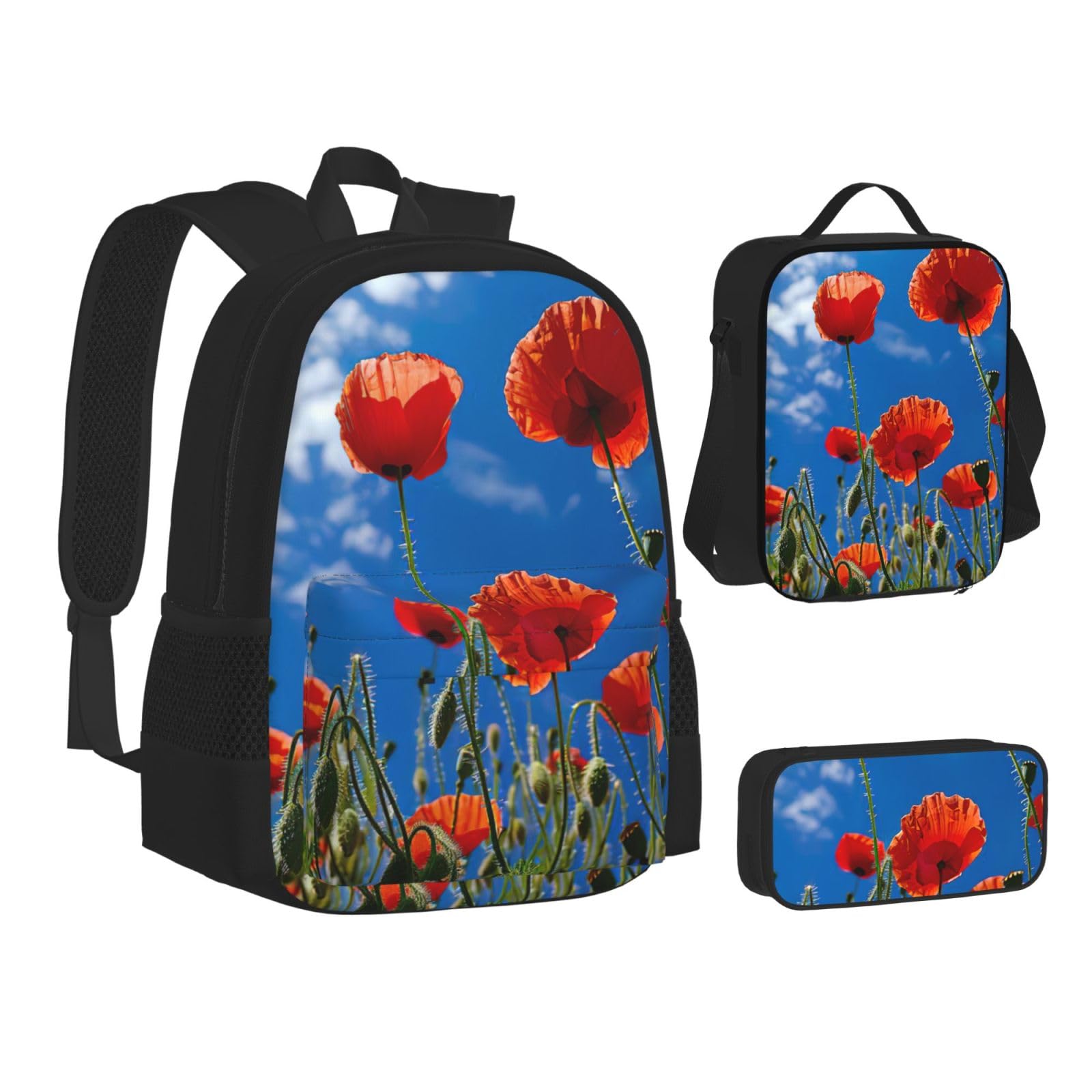 Zaino, borsa portapranzo, astuccio, set da 3 pezzi, per lavoro e