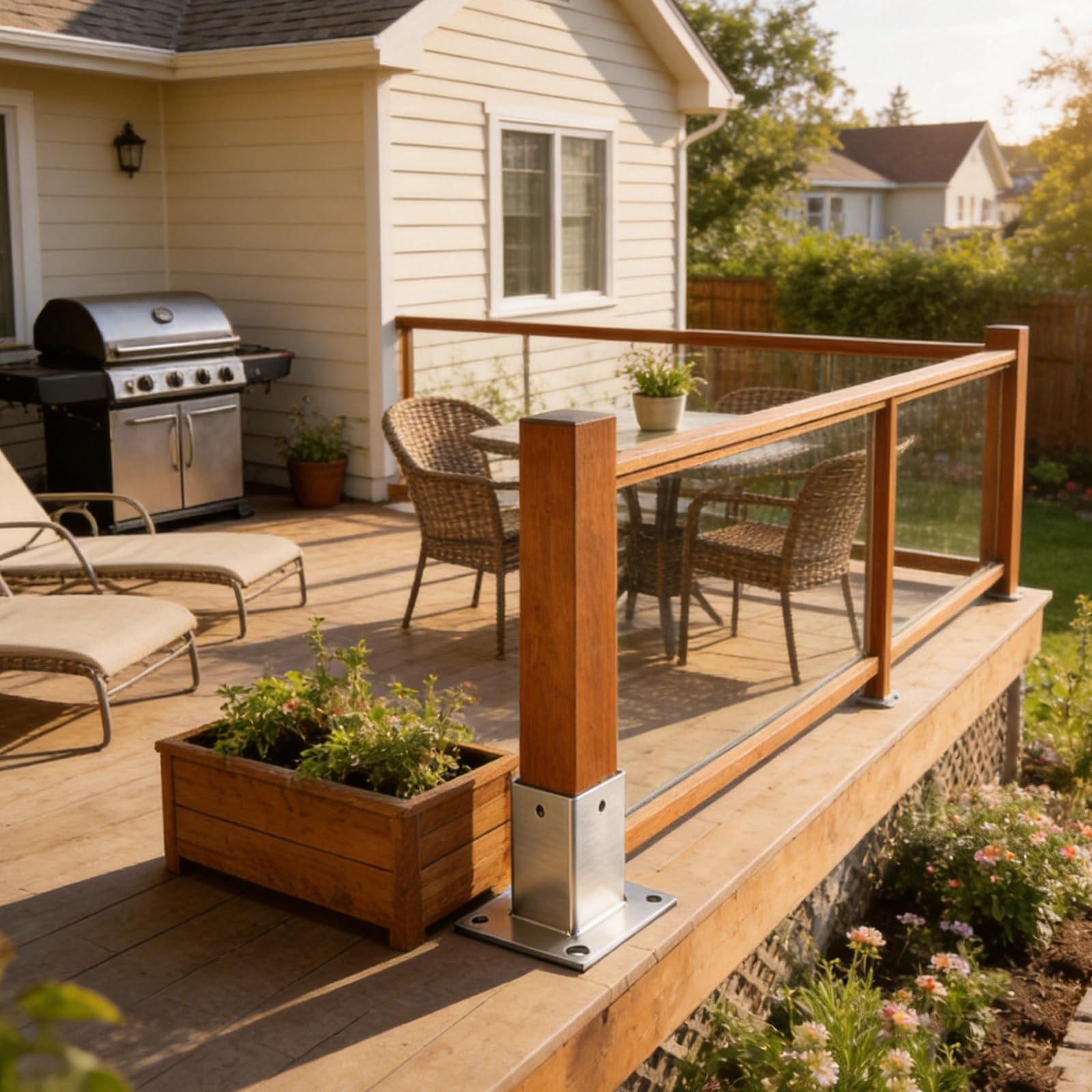 Stabiler Pfostenträger Pergola Außenholz 2/4 Stk | Mehrere Größen/rost-und wetterfester Geländerpfostensockel für Deck/Veranda mit Befestigungs(4,140x140mm/5.5x5.5")