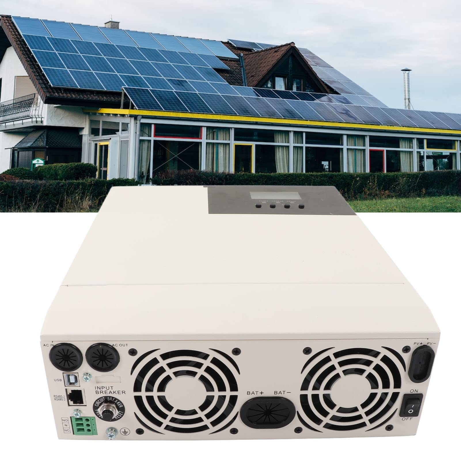 Hybrydowy Inwerter Solarny Inwerter Solarny ze Stopu Aluminium Ładowarka 3000 W Czysta Fala Sinusoidalna MPPT Wyświetlacz LCD 24 V do 230 V AC do Tworzenia Kopii Zapasowych W Domu RV Użytku
