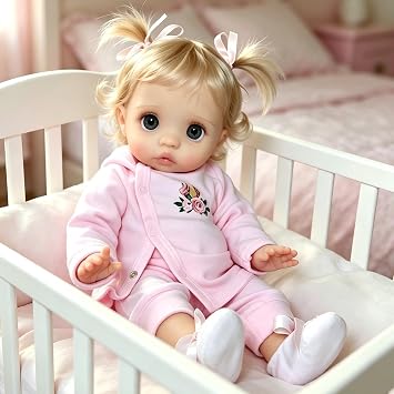 iCradle Reborn Baby Doll Elf Peeka Girl Charming Eyes 16 42cm Reborn Doll Fairy Reborn Toddler Doll with Rooted Blonde Hair Realistic Newborn Soft Full Body Vinyl Baby Doll Toys