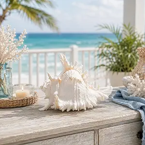 Natural Conch Shell, Large 5-6 Inch Sea Shell Decor