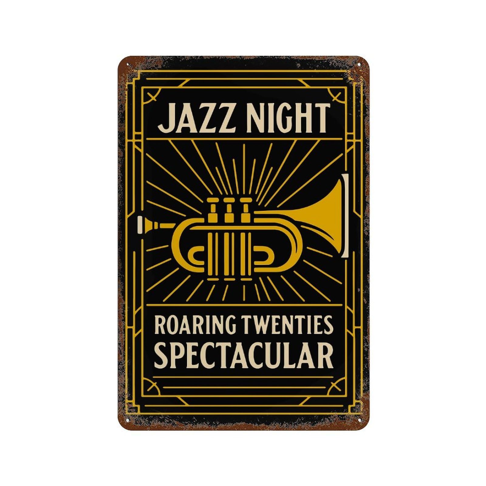 Jazz Night Roaring Twenties Spectacular Poster Vintage Metal Tin Sign 11.8"x7.9", Rustic Home Decor for Garage, Bar And Workshop Decor