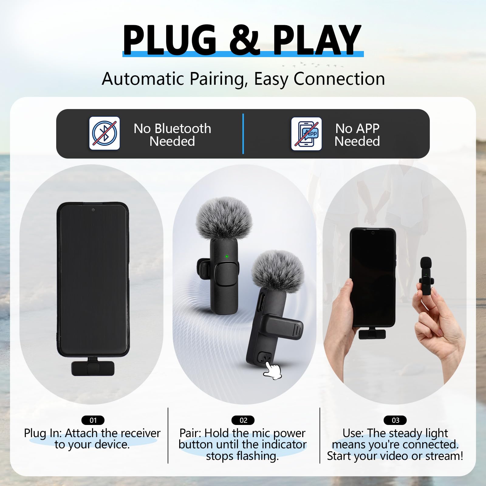 Professionelles kabelloses Lavalier-Mikrofon für Typ-C-Handy, Laptop, PC, K9, Dual-Mikrofone, 4 Sender, 2 Empfänger, pelzige Windschutzscheibe, USB-Adapter, 2/4-Personen-Videomikrofon für