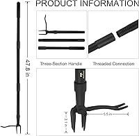 DWFKHT Stand Up Weed Puller Tool - Heavy Duty 47.8" Adjustable Handle, 4-Claw Steel Head for Root Removal Without Bending
