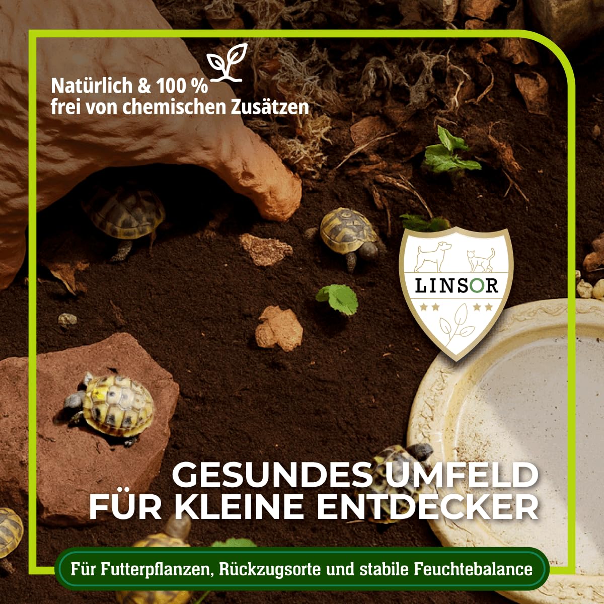 Substrat pour tortues 50 L – terre naturelle pour tortues sans engrais, à grain fin et creusable pour tortues terrestres comme terre avec structure naturelle