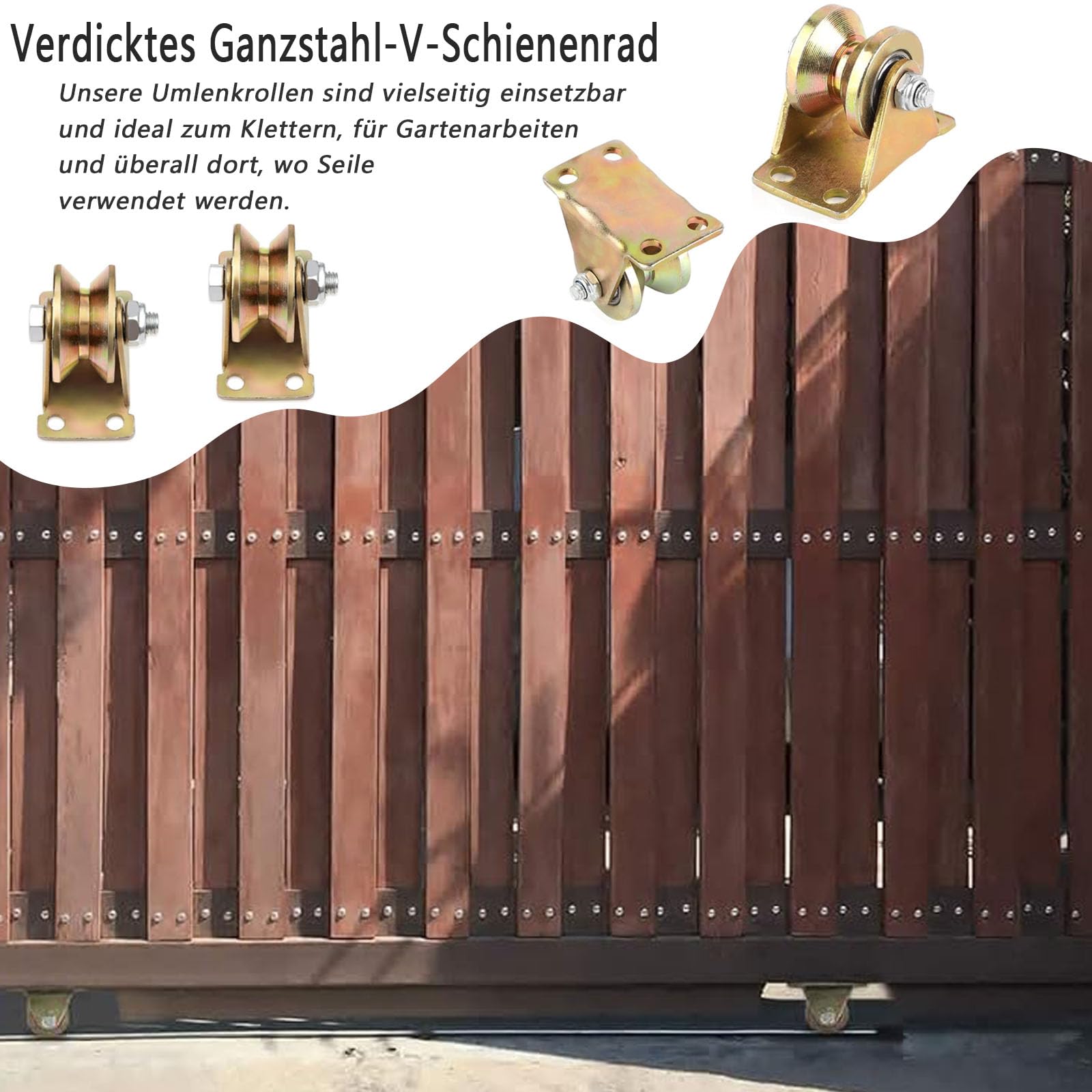 Umlenkrollen für Seile, 4 Stück V-Nut Rollenrad, Seilwinde, Umlenkrolle Seilwinde, Seilrollen, Schwerlastrollen, für Wäscheleine, Flaschenzugsystem, Industriemaschinen, Rolltore, Umlenkrolle Seil