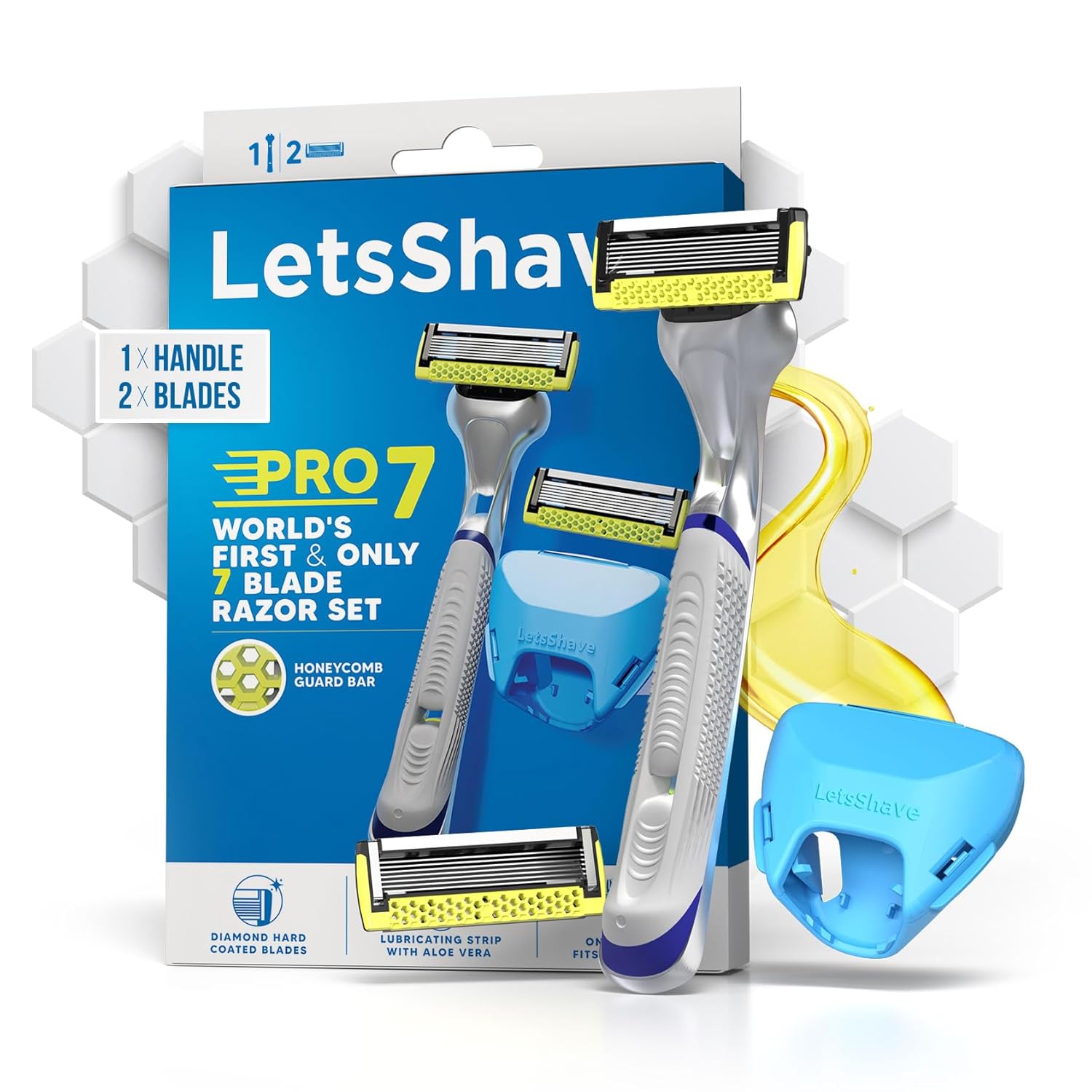 LetsShave Pro 7 Max Shaving Razor for Men | 1 Handle, 2 Refills & Cap ...