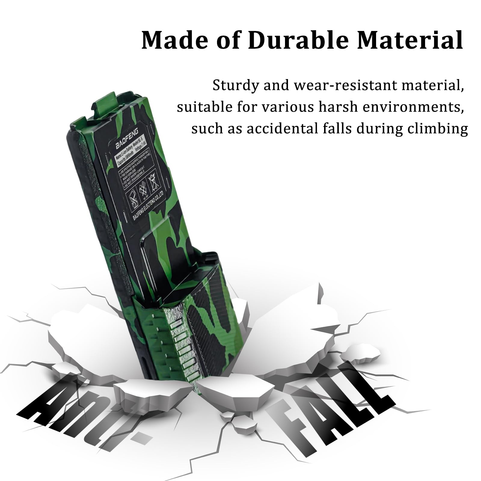 BAOFENG BF-F8HP Battery BL-5 Extended 3800mAh Large Capacity Li-ion for GMRS Ham Radio UV-5R Series (Camo)