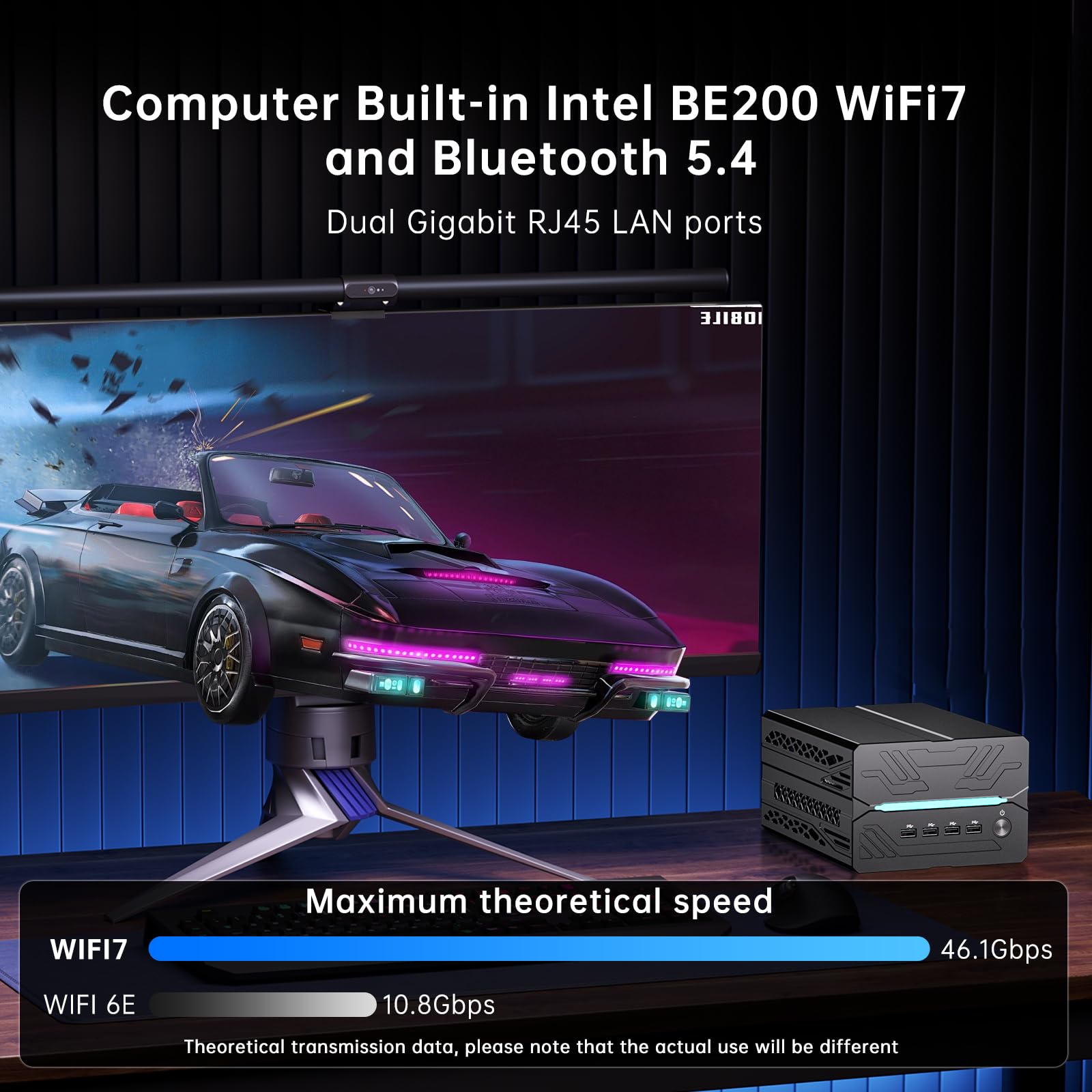 Mini PC para Juegos, Ordenador de Sobremesa i9-14900F 24 Núcleos, 64G DDR5, SSD M.2 PCIE4.0 2T, Win-11 Pro, GeForce RTX5060Ti 16G, Cuatro Pantallas, Salidas 8K@60Hz, Doble LAN, WiFi7/BT5.4