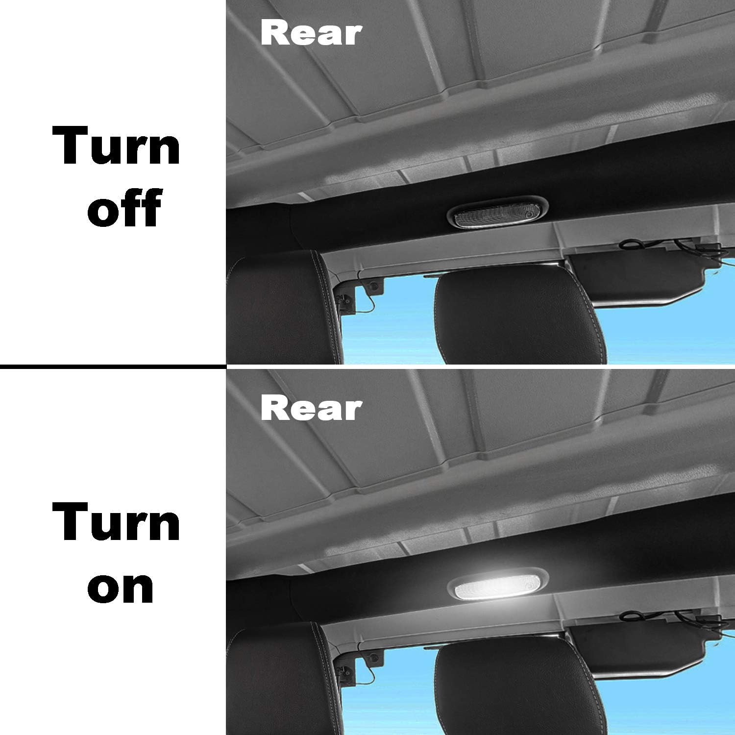 u-Box Wrangler Interior Light Bulbs Bright White Interior LED Dome Reading Front & Rear Upper Reading Lights for Jeep JK Wrangler & Unlimited 2007-2018 - 3Pcs