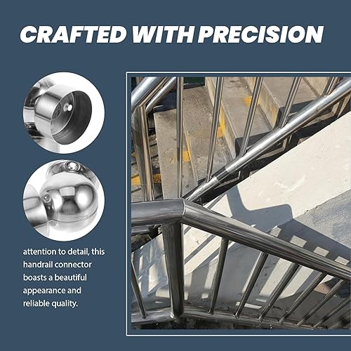 Miniatura 8 de Veemoon Conectores de barandilla de acero inoxidable, conector de tubo ajustable en ángulo, conector de barandilla de escalera, barandilla de