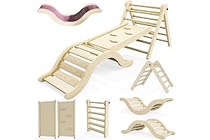 Pikler Triangle Set Climber 5 in 1, Toddler Climbing Toys Indoor