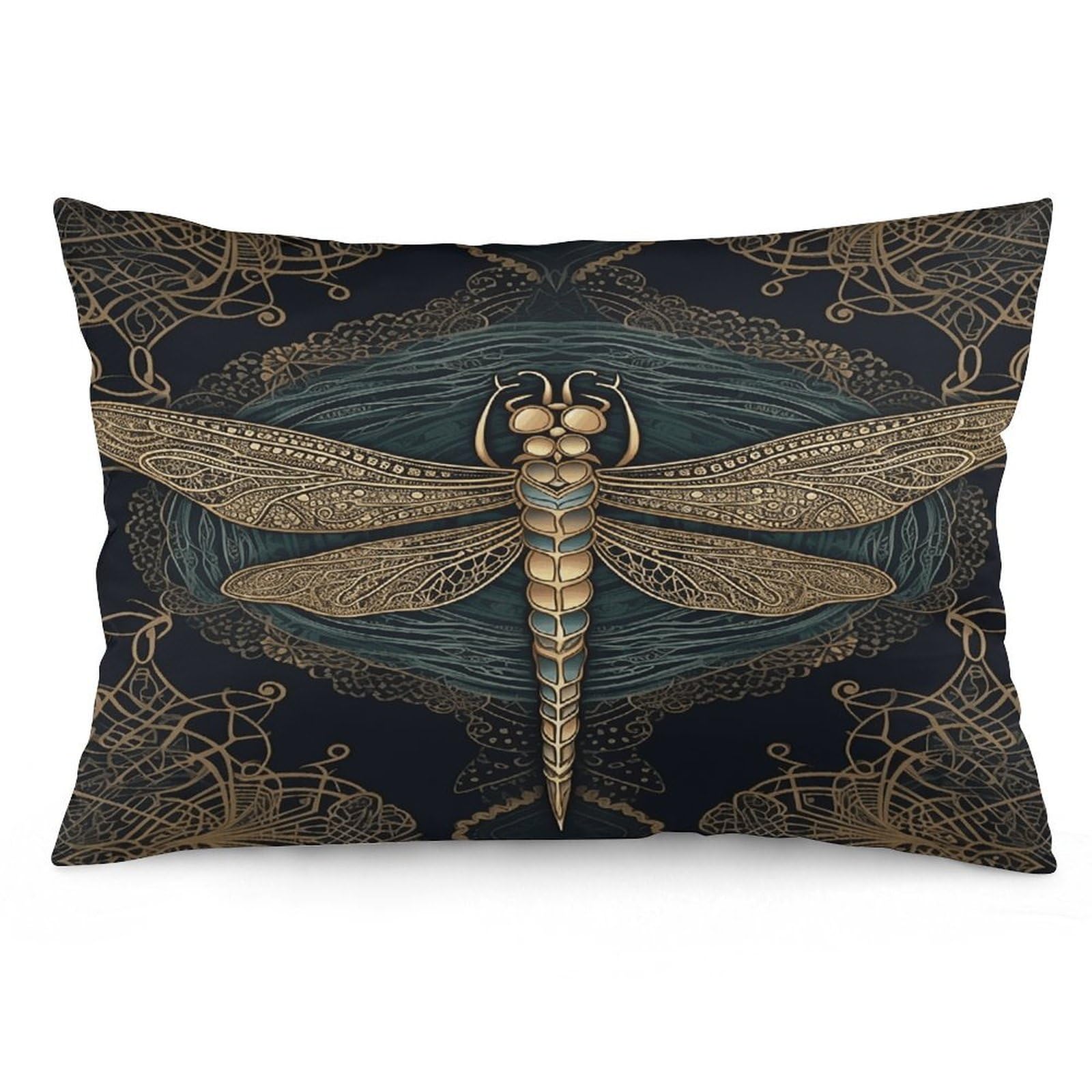 Dragonfly Throw Pillow Cover Soft Pillow Case Decorative Lumbar Pillow Cover Cozy Throw Pillowcase Polyester Rectangular Cushion Case Decor for Couch Sofa Bed