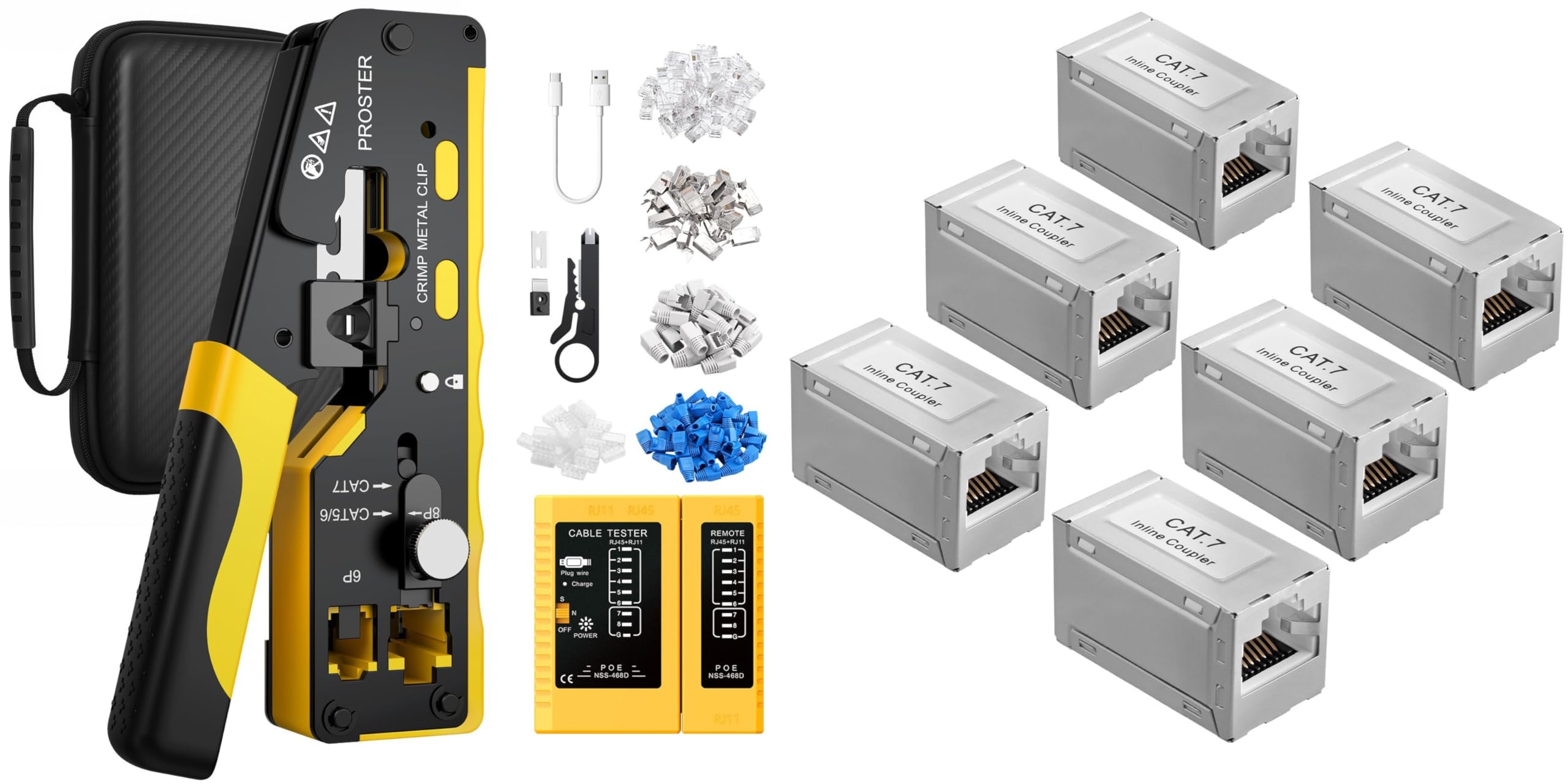 Pince à Sertir RJ45 CAT7 pour Réparer les Pannes Internet avec Coupleur RJ45 Cat7