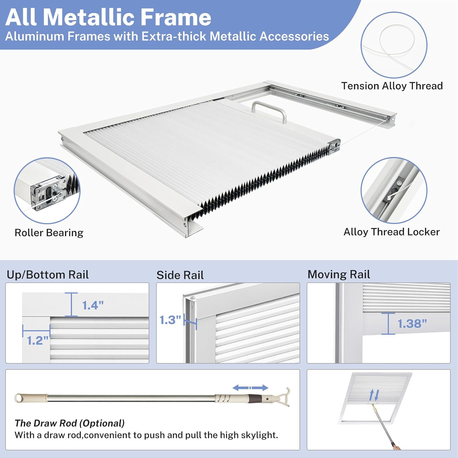 UrMoon Skylight Shades for Ceiling Window Easy Install Skylight Cover Honeycomb Design Cellular Blinds for Inclined Sun Room Windows (Blackout - Gray, Customize)