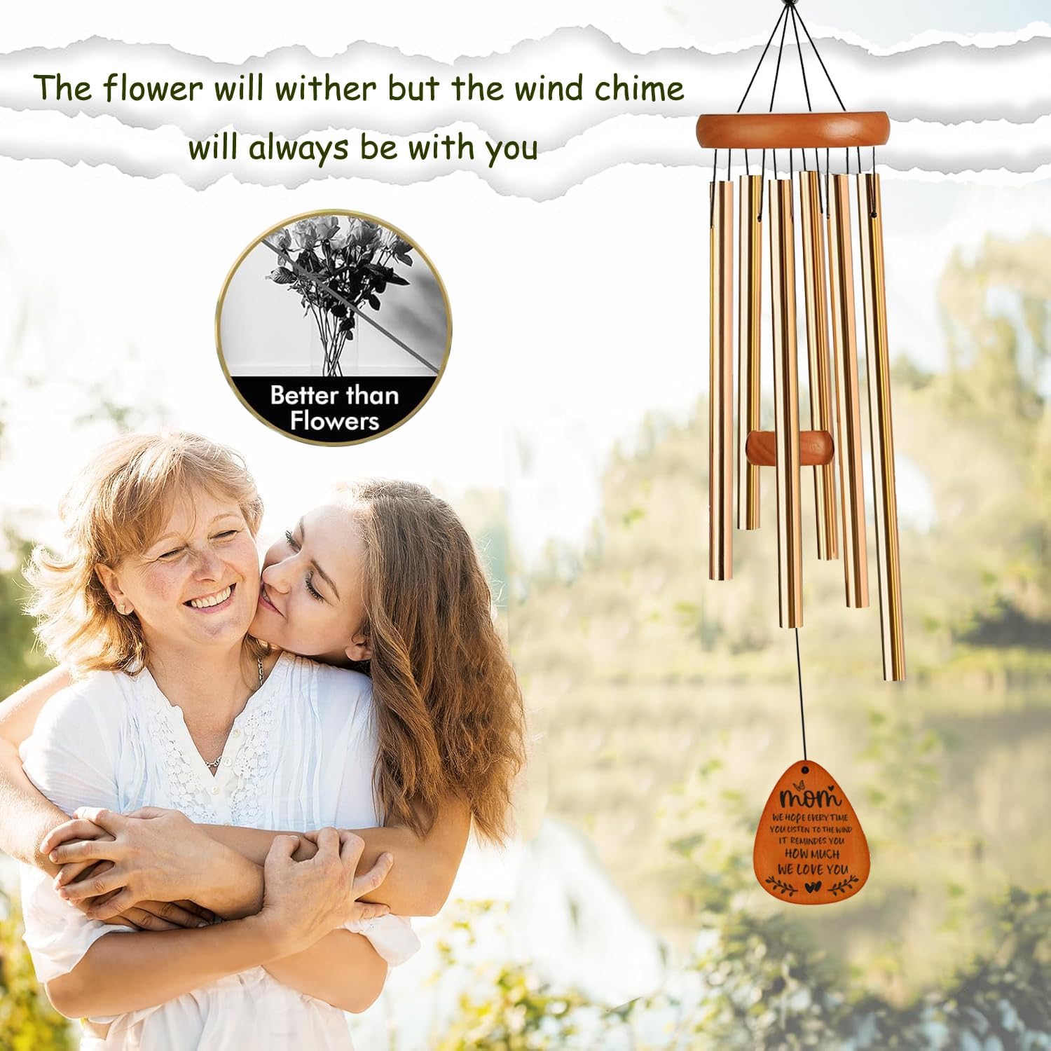 Gifts for Mom Birthday Gifts from Daughter Son, 35" Wind Chimes for Mom, Windchime Gift Ideas for Mothers, Valentines, Christmas Day