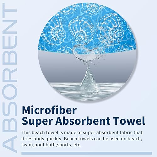 Miniatura 6 de Paquete de 2 toallas de playa ligeras y delgadas de gran tamaño de 71 x 32 pulgadas, grandes toallas de microfibra extra grandes sin arena para