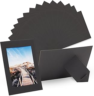 Juvale 50 Pack Black Paper Picture Frames 4x6, Cardboard Photo Easels for DIY Projects, Crafts