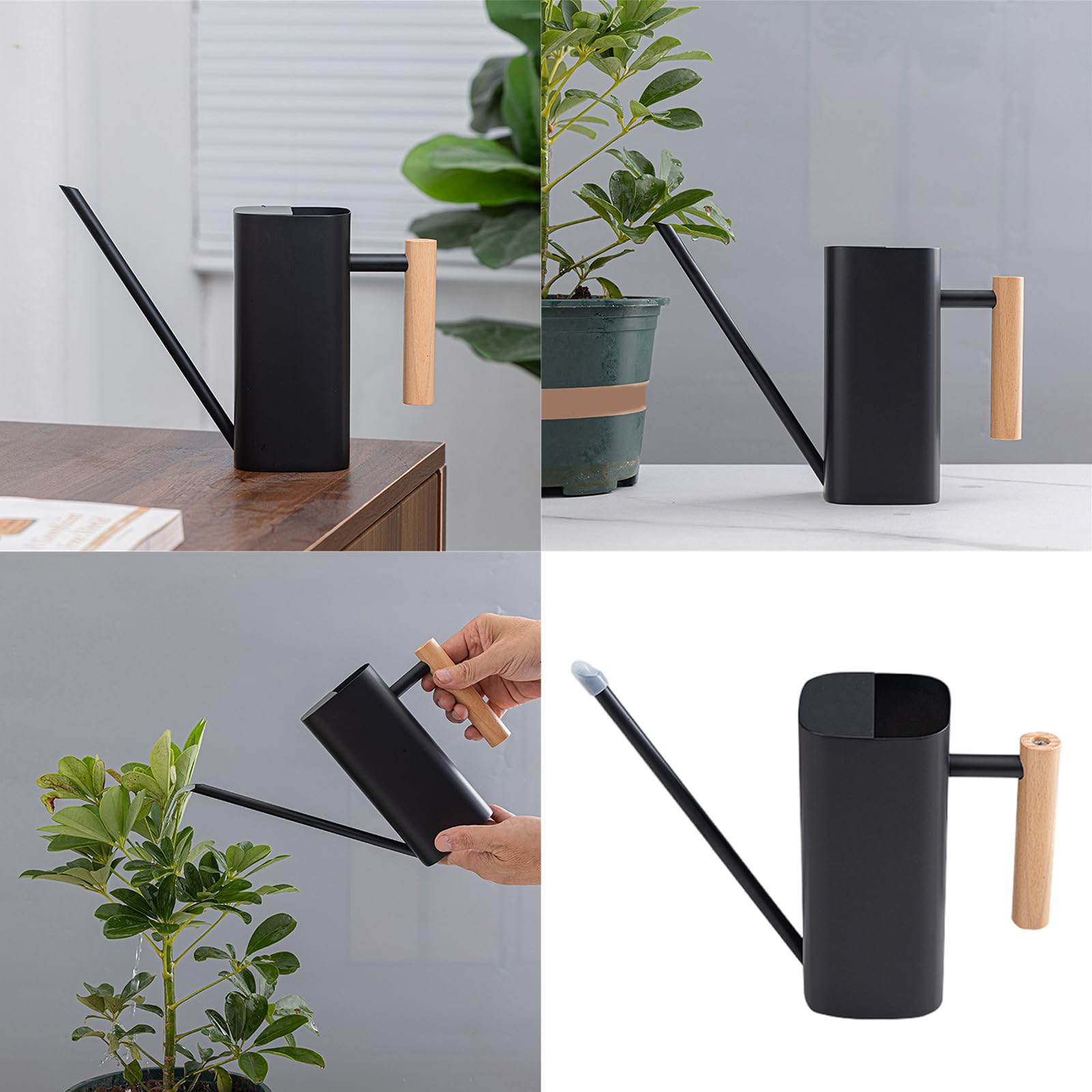 Générique Arrosoir pour d ' intérieur 500 / 800ml, avec poignée en Bois Confortable pour Une Utilisation Facile, arrosage des Fleurs et des d ' intérieur, Bec Long