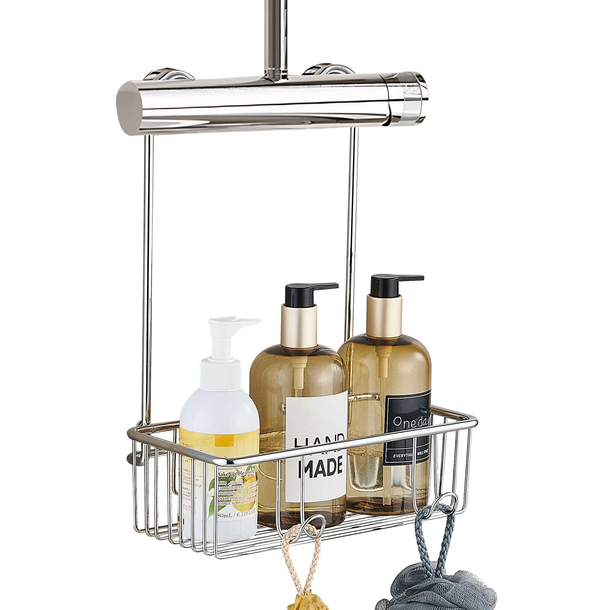 SWOYYU Estanteria Ducha colgar Estante Baño Sin Taladro Acero Inoxidable Estantería Baño Colgante Estante Ducha Organizador Baño Plata