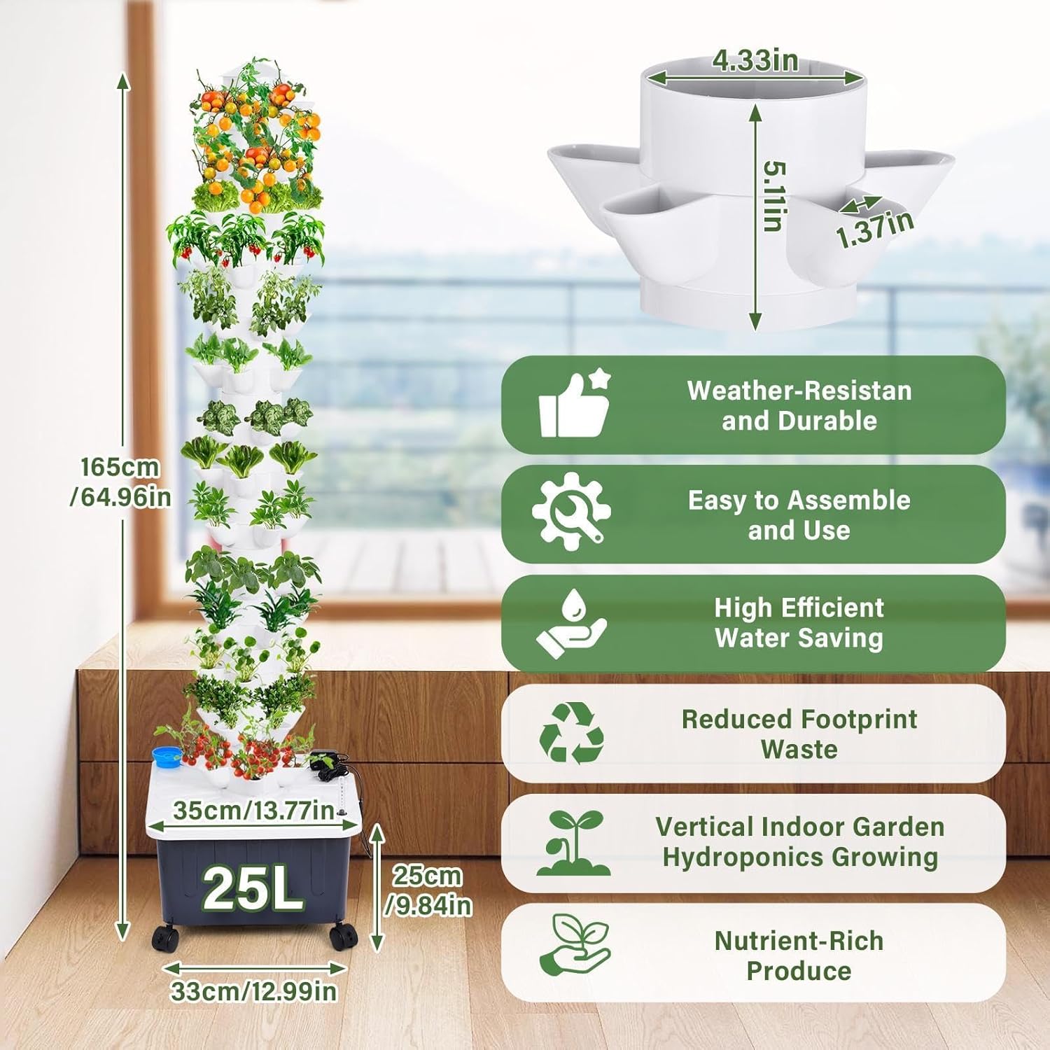 Hydroponic Growing System Tower,14 Layered Hydroponic Tower 70 Slots Vegetable Growth Planter Hydroponics Growing System, Hydroponics Towers Garden,Suitable for Balconies, Courtyards, Roofs