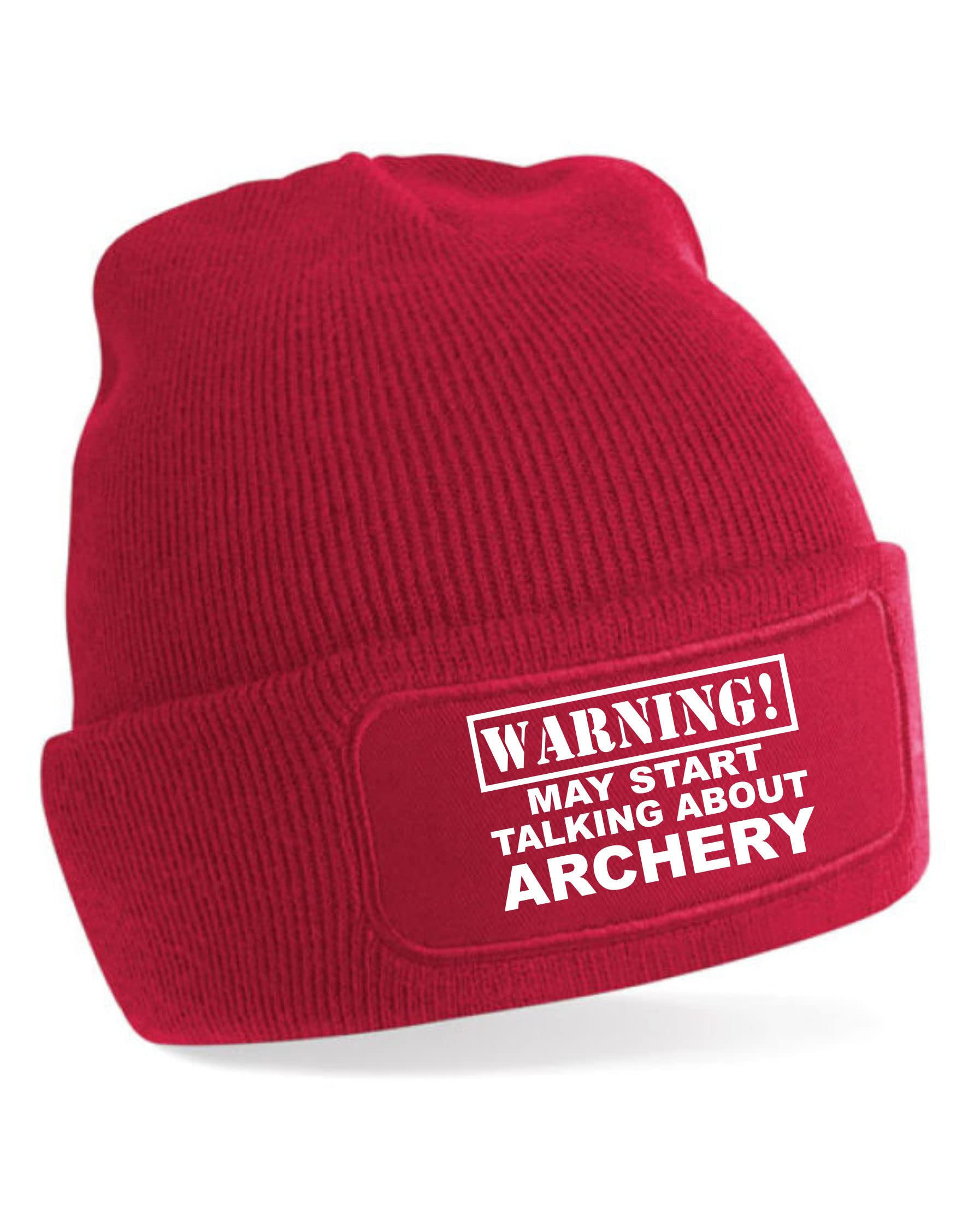 Print4u Women's Red May Talk About Archery Beanie Hat Perfect Hobby Gift For Men &