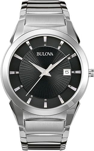 Bulova Reloj clásico de cuarzo para hombre acero inoxidable tono plateado Bulova Reloj clásico de cuarzo para hombre acero inoxidable tono plateado