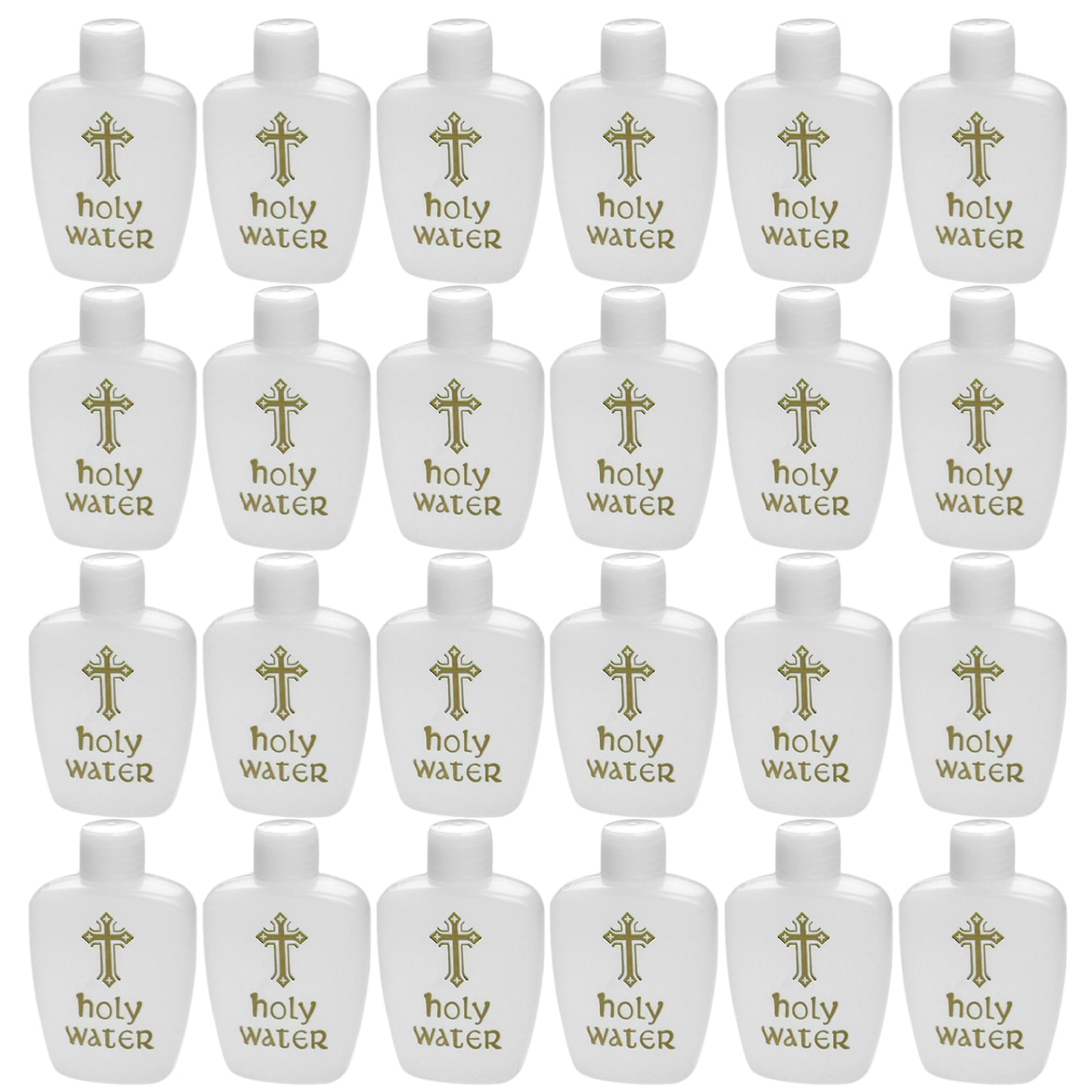 Holy Water Bottle 30PCS 60ml Refillable Holy Water Container with Screw Lid Plastic Bottles with Gold Cross for Catholic Christian Halloween Baptism Party Church
